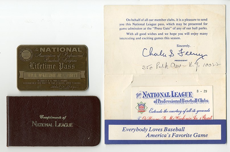 Cleveland Indians - Bill McKechnie Jr. National Assoc. Lifetime Pass and National League Season Pass