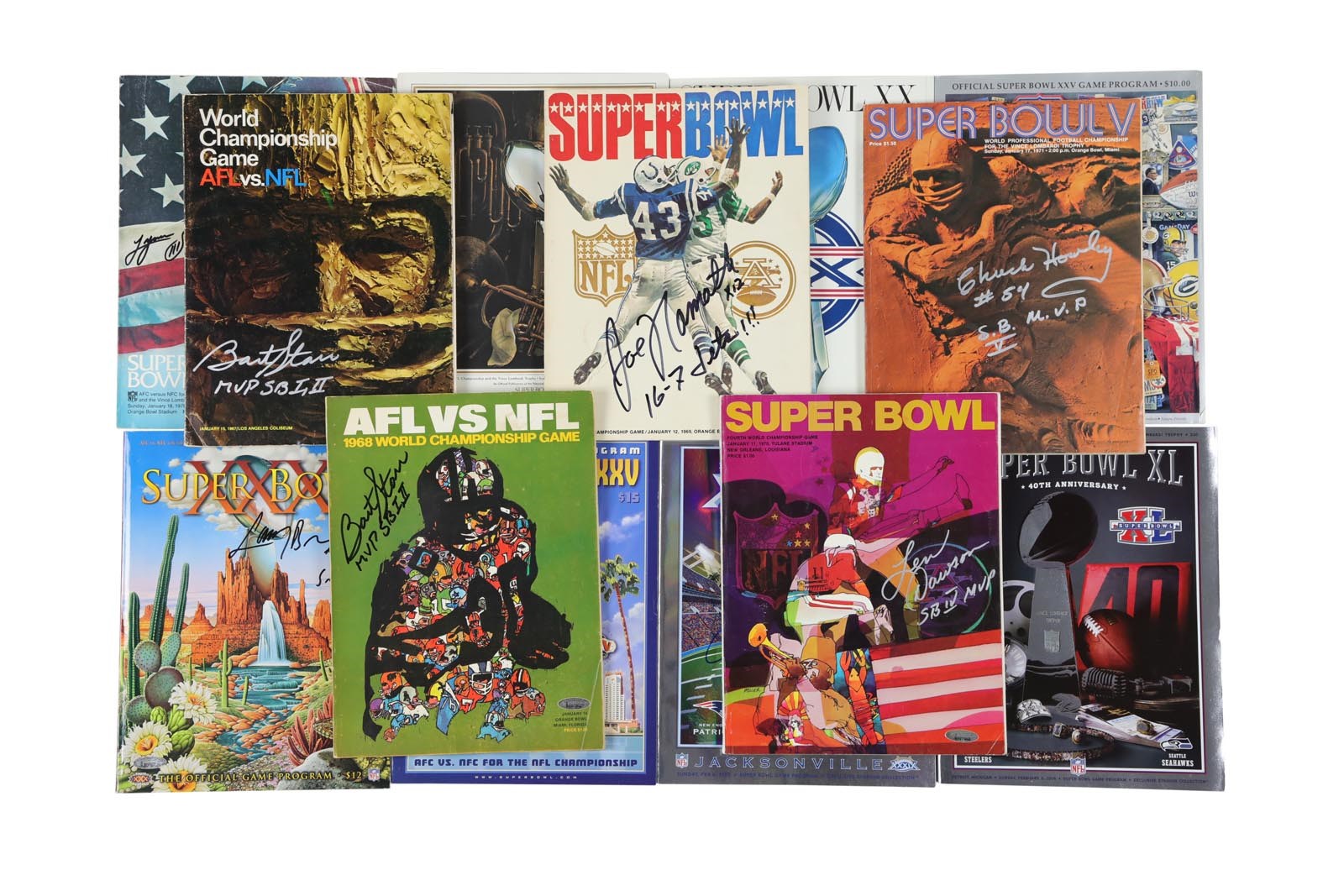 Football - 1967-2008 Super Bowl Program Complete Run Signed In-Person by MVP's (42)