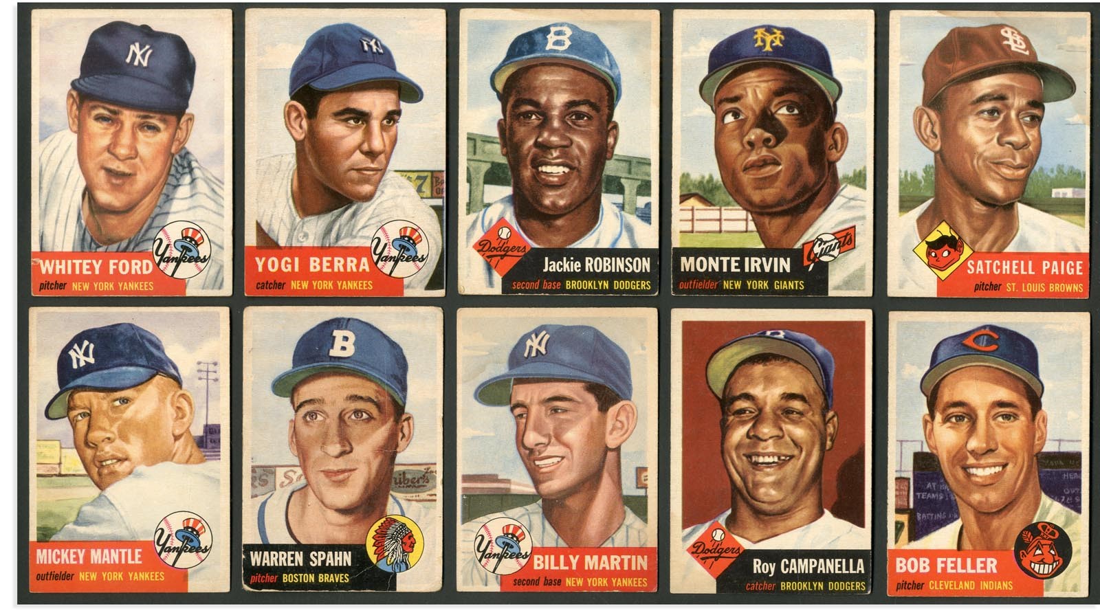 Baseball and Trading Cards - 1953 Topps Near Complete Set w/Mantle, Robinson & HOFers (221/274)