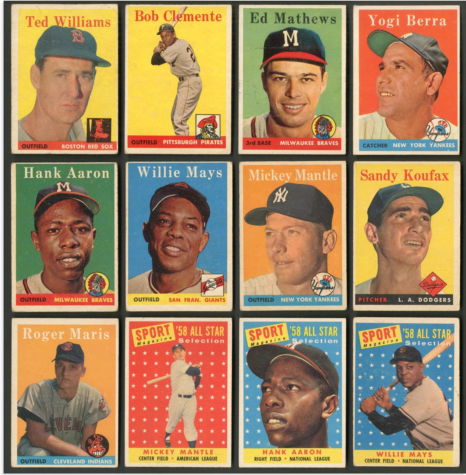 Baseball and Trading Cards - 1958 Topps Near Complete Set with Stars - Mantle, Aaron, Clemente, Williams, Koufax (440+)