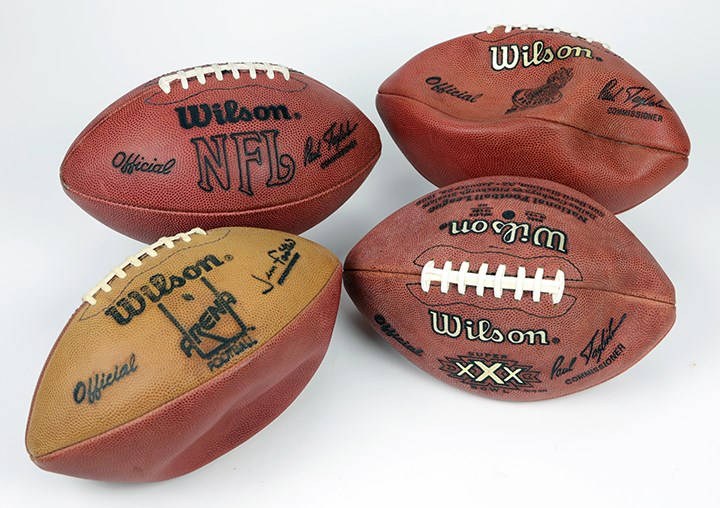 (4) Footballs w/ Super Bowl XXX Ball
