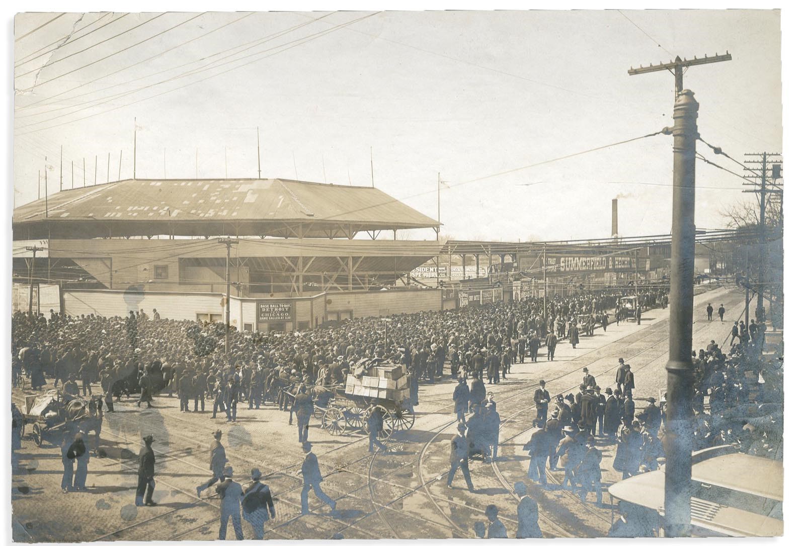 Ty Cobb and Detroit Tigers - 1907 Detroit Tigers Bennett Park World Series Photograph (Type I)