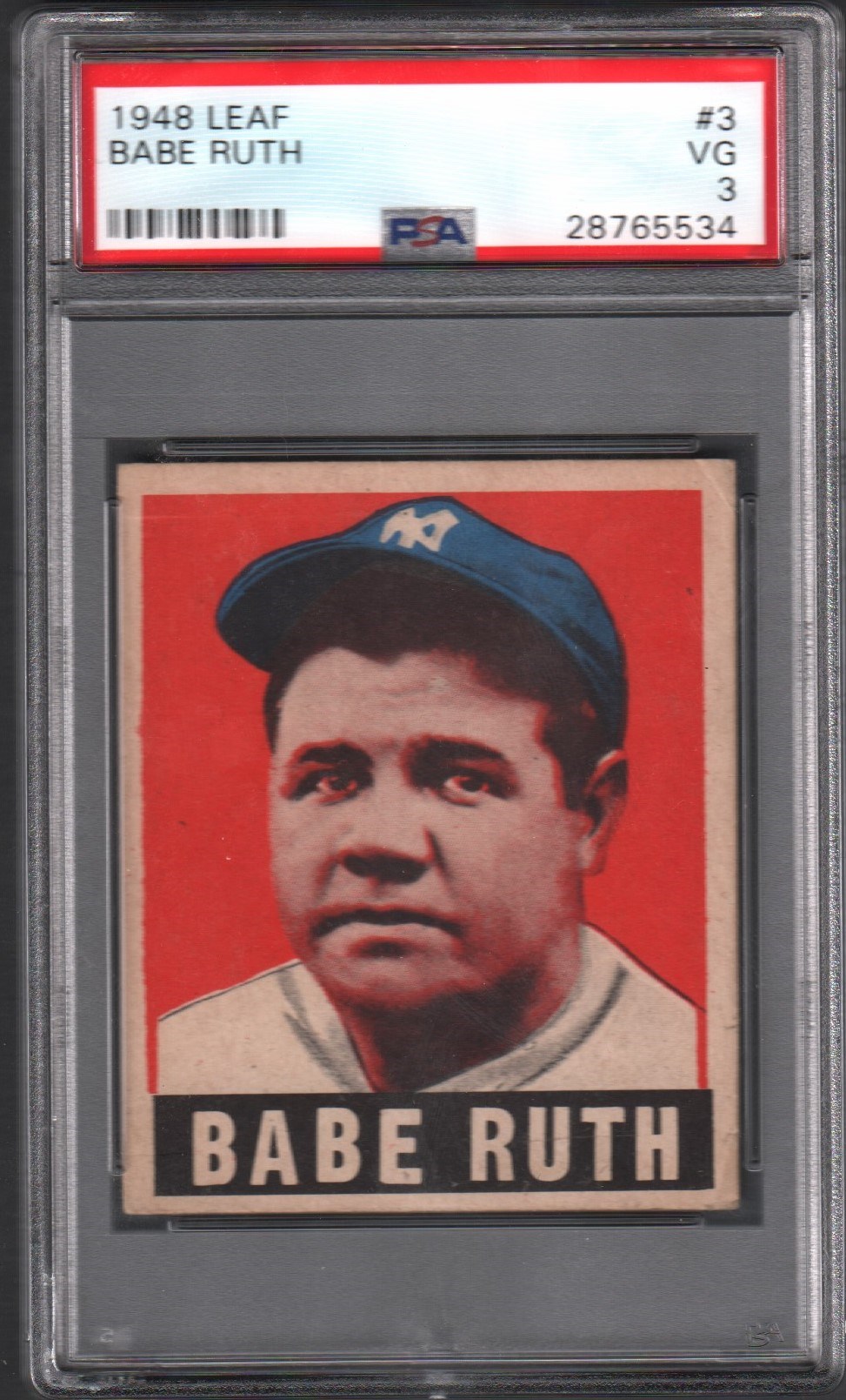 Baseball and Trading Cards - 1948 Leaf #3 Babe Ruth - PSA VG 3