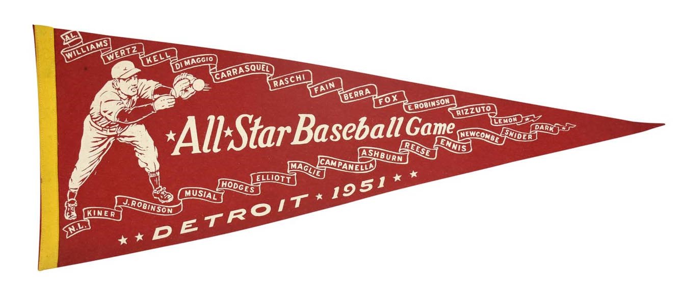 Ty Cobb and Detroit Tigers - 1951 Major League All Star Game Pennant (Detroit)