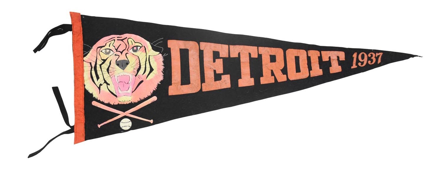 Ty Cobb and Detroit Tigers - 1937 Detroit Tigers Pennant