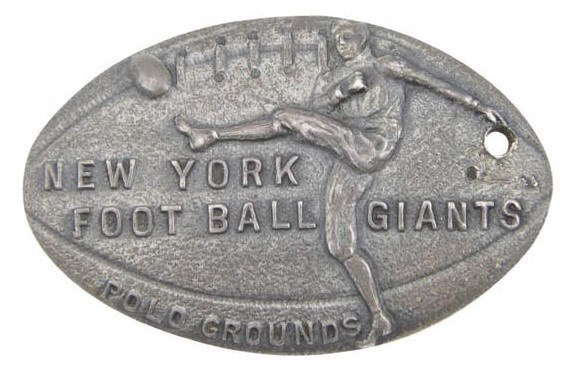 1926 New York Football Giants Silver Season Pass Issued to