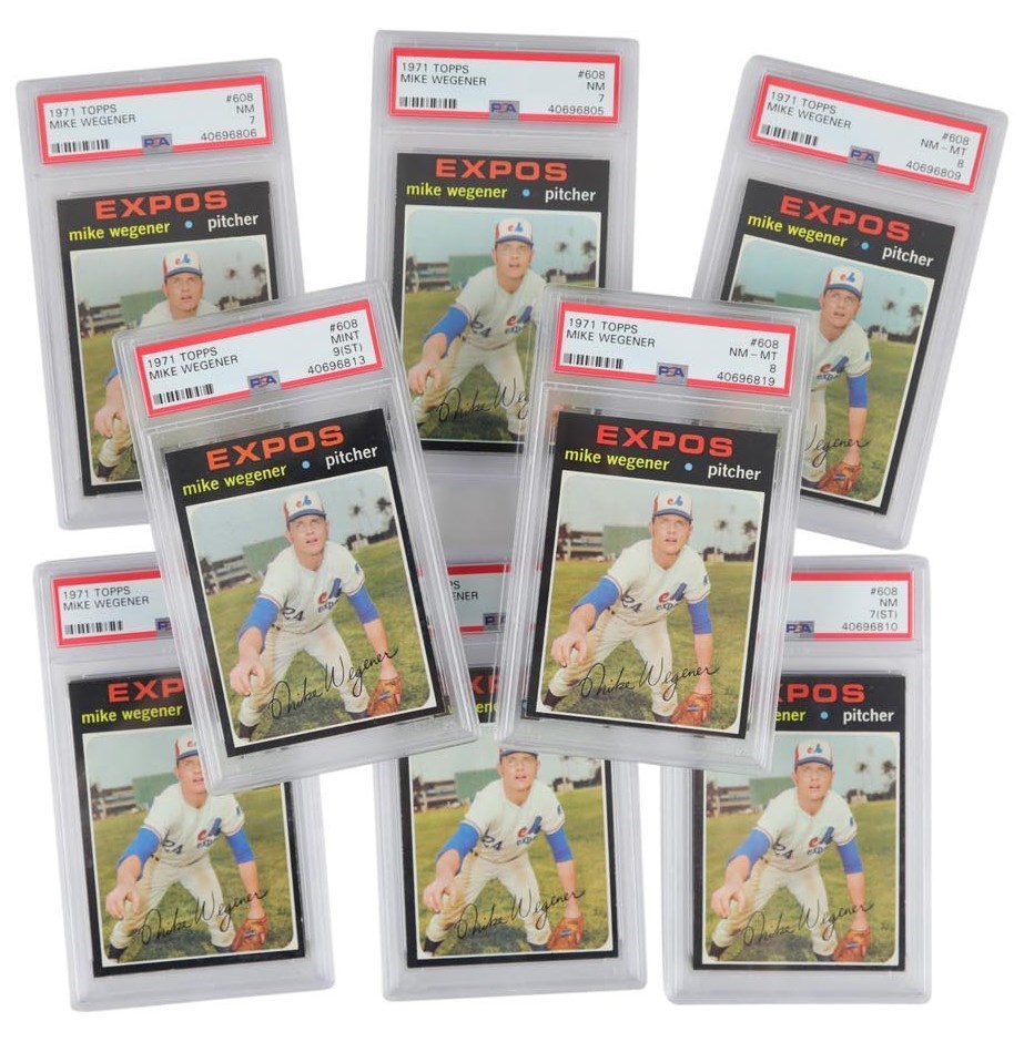 Baseball and Trading Cards - 1971 Topps #608 Mike Wegener PSA 7, 8 & 9 Lot (14)