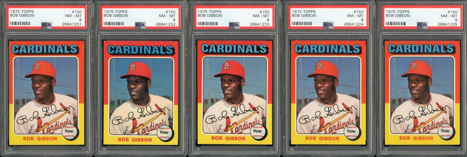 Baseball and Trading Cards - 1975 Topps #150 Bob Gibson PSA NM-MT 8 Lot (5)