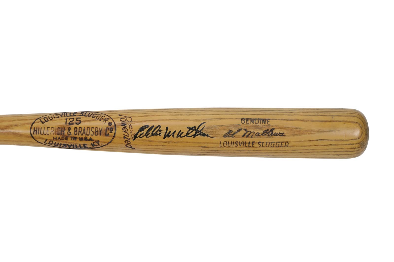 Circa 1968 Eddie Mathews Game Used Signed Bat (PSA 8)