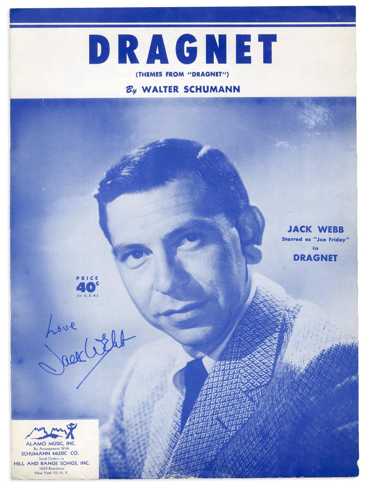 - Jack Webb Dragnet Prop Badge and Signed Sheet Music