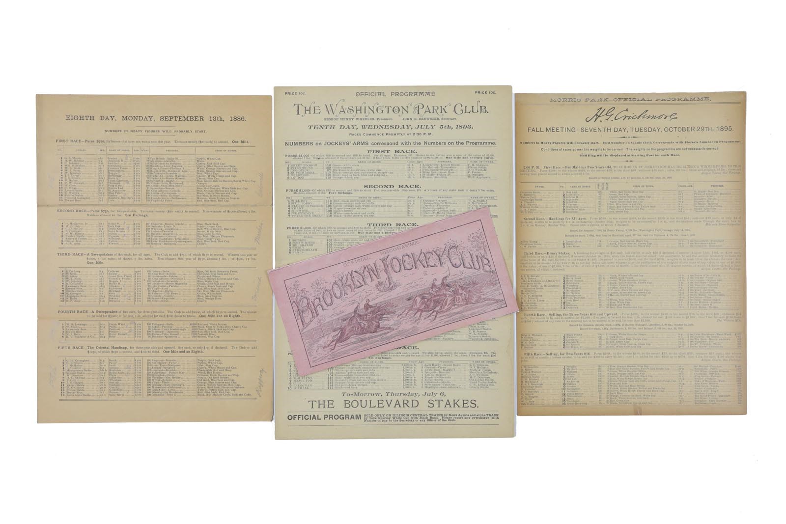 Racing Programs (1880s & 1890s) From Different Famous American Racetracks (3)
