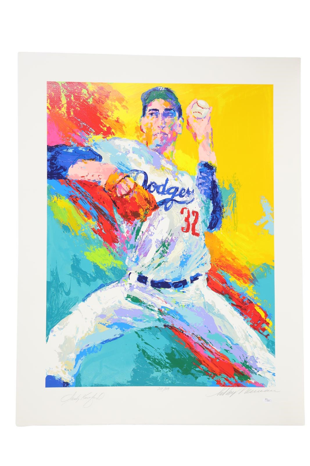 Jackie Robinson & Brooklyn Dodgers - Sandy Koufax Signed Serigraph by Leroy Neiman