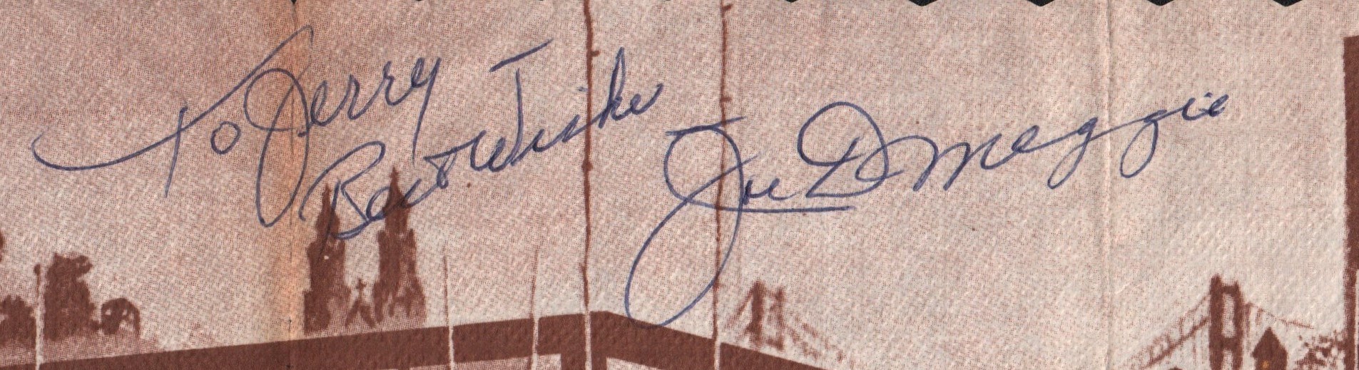 - Joe DiMaggio Signed Restaurant Placemat