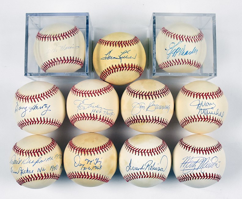 Baseball Autographs - (11) Signed Baseballs with Hall of Famers