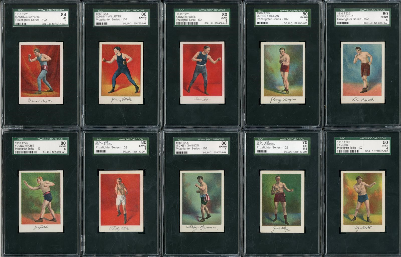 1910 T225 Prize Fighters Series 102 Complete Graded Set (25) #1 SGC Registry