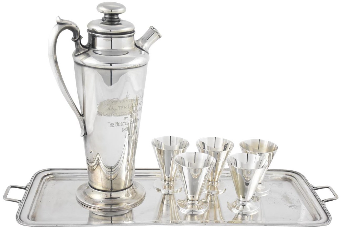 - 1930-31 Boston Bruins "Paleface" Presentation Silver Martini Set by Meriden