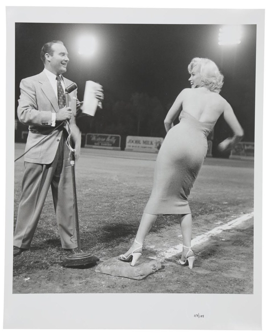 Vintage Sports Photographs - 1952 Marilyn Monroe at the Hollywood Entertainers Baseball Game Photo by Frank Worth (#117/195)