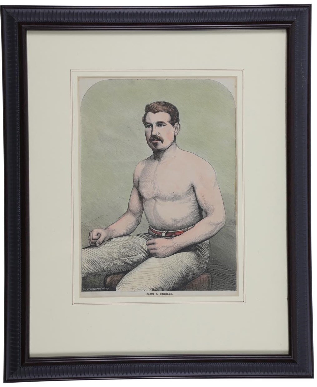 1860s Suite of Handcolored Boxing Pugilist Prints by Moore & Williams (6)