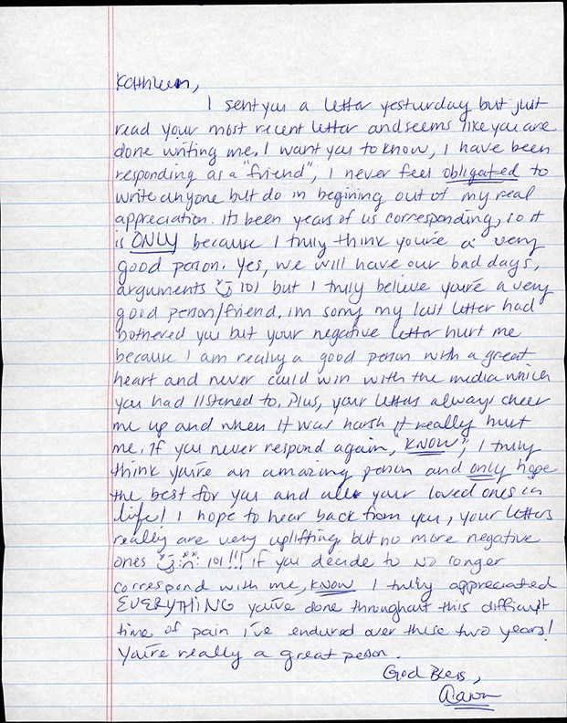 Football - Aaron Hernandez "I want you to know" Handwritten Prison Letter