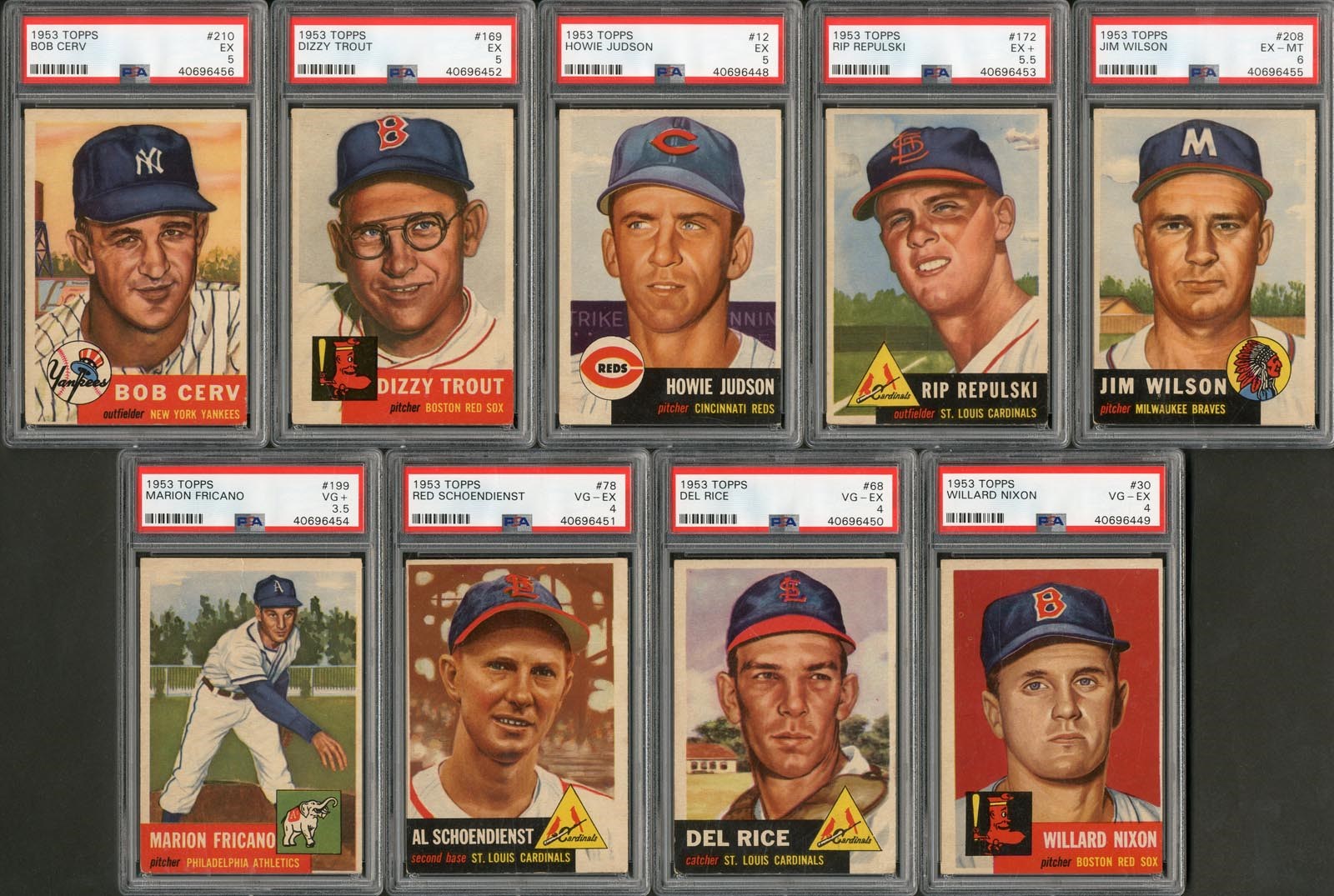 - 1953 Topps Baseball Card PSA Lot (9)