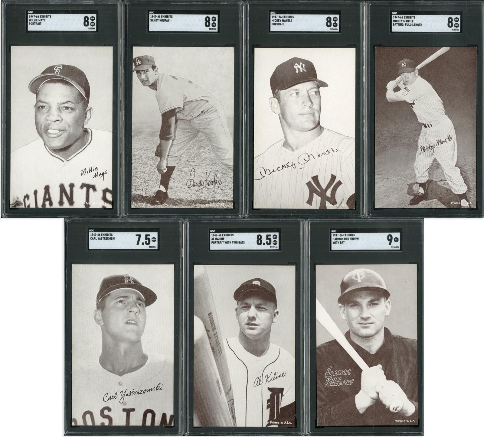 Baseball and Trading Cards - Scarce 1947-66 Baseball Exhibits w/Mantle SGC 8 (7)