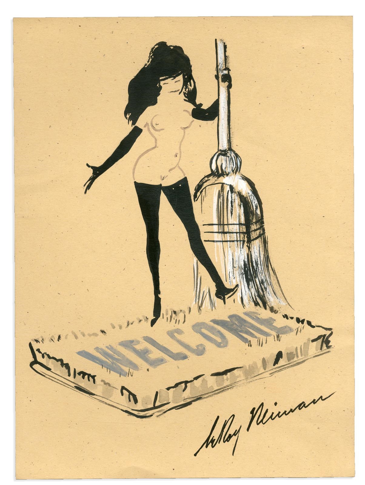 Rock And Pop Culture - 1960s Playboy "Femlin" Original Drawing by LeRoy Neiman