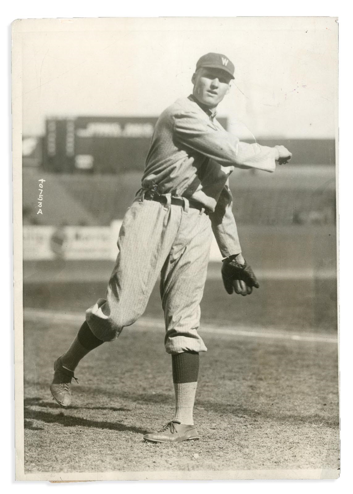 1920 Walter Johnson Type 1 Photo Referencing His No-Hitter