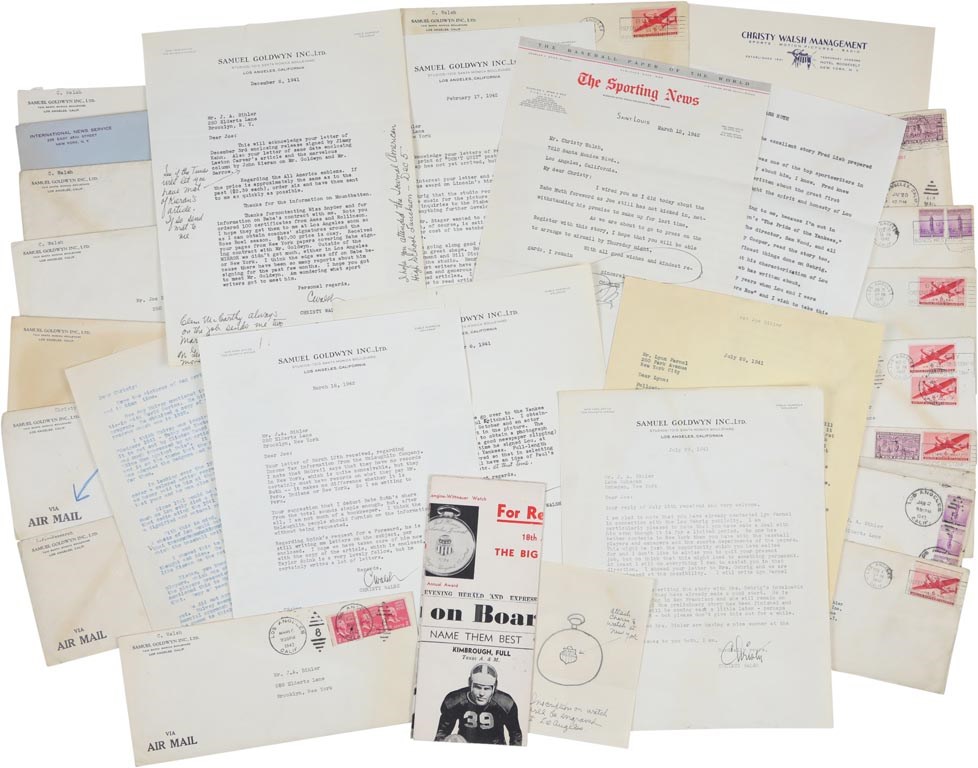Collection Of Babe Ruth's Right Hand Man - 1942 Christy Walsh "Pride of the Yankees" Letters (30+)