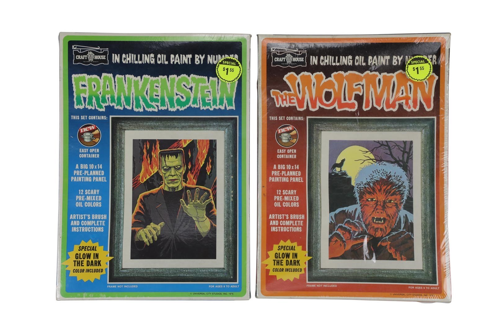 1975 Frankenstein & Wolfman Paint by Numbers Sets (2)