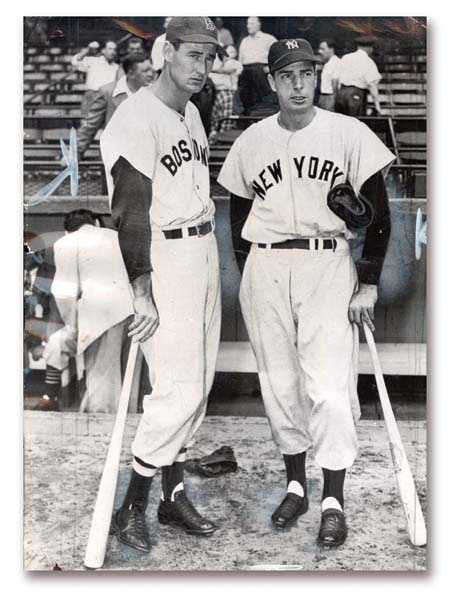 Baseball Photographs - 1950 Ted Williams & Joe DiMaggio Large Wire Photograph (9x12”)