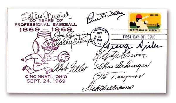 - 1969 Hall of Famers Signed First Day Cover Collection (8)