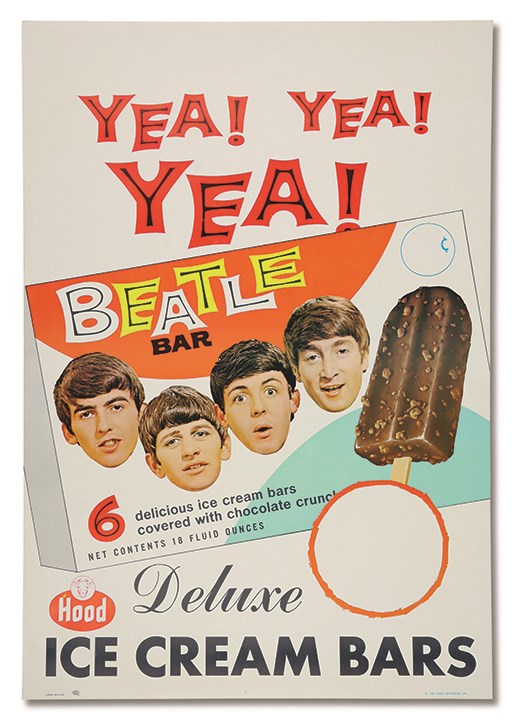 Rock And Pop Culture - 1965 The Beatles Brand Hood Ice Cream Poster w/Provenance