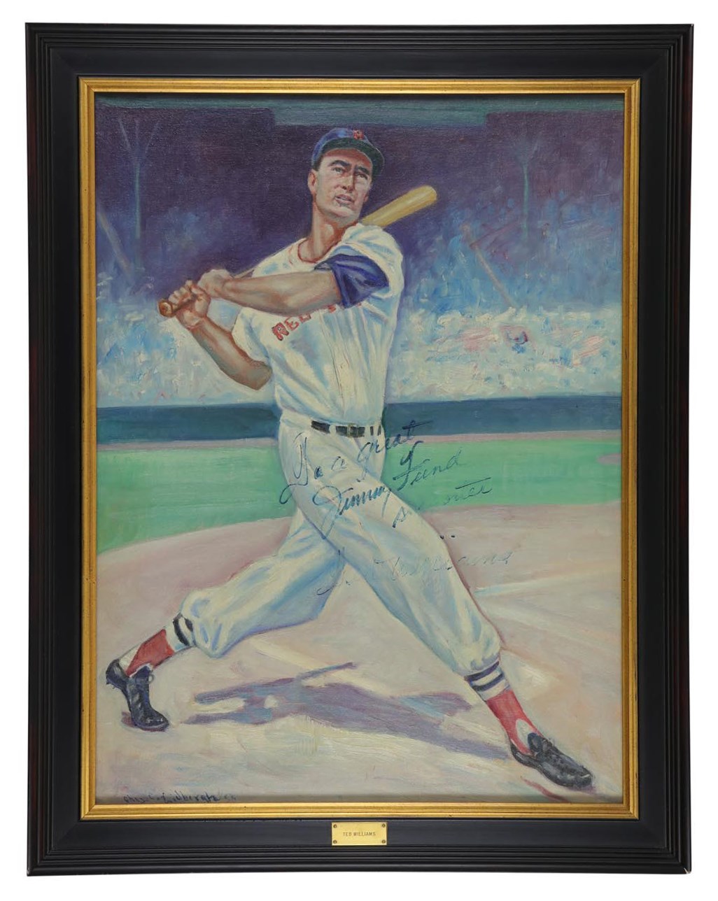 Boston Sports - 1958 Ted Williams Signed Jimmy Fund Presentation Painting (PSA)