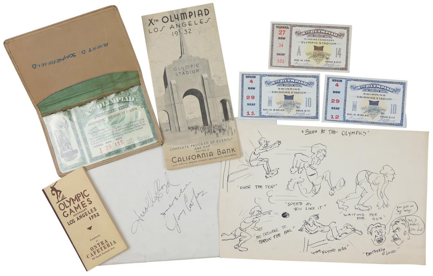 1932 Olympic Program Signed by Amelia Earhart, Harold Lloyd & Gary Cooper (PSA)