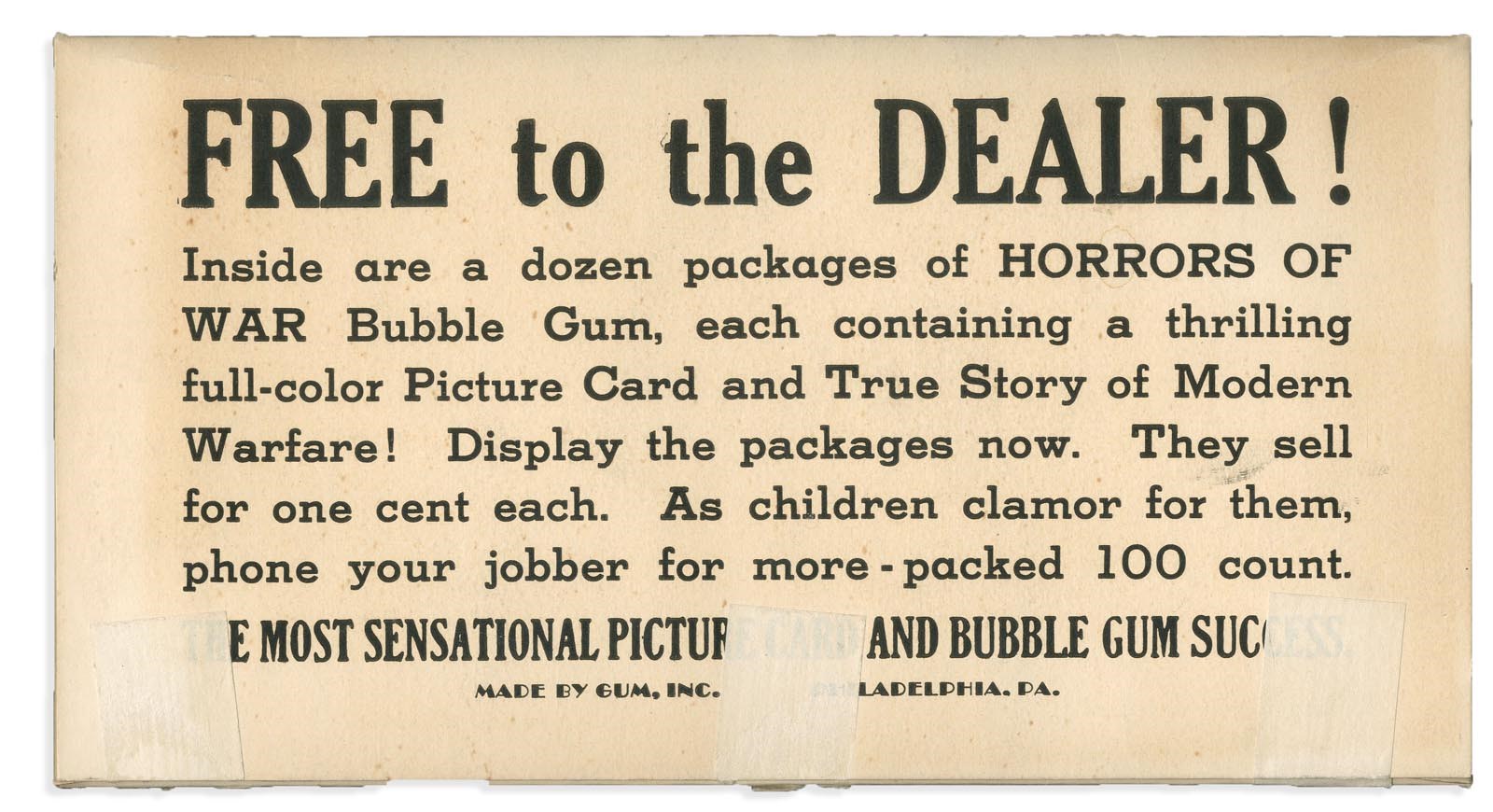 1937 Gum Inc. Horrors of War Folder/Box - Only One Known