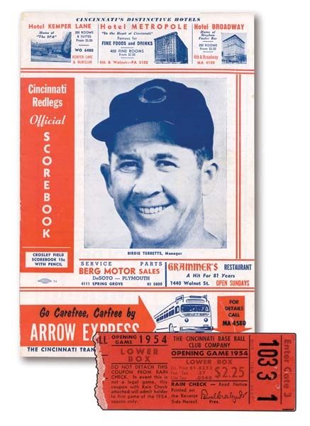 Hank Aaron - 1954 Hank Aaron First Game Program & Ticket Stub