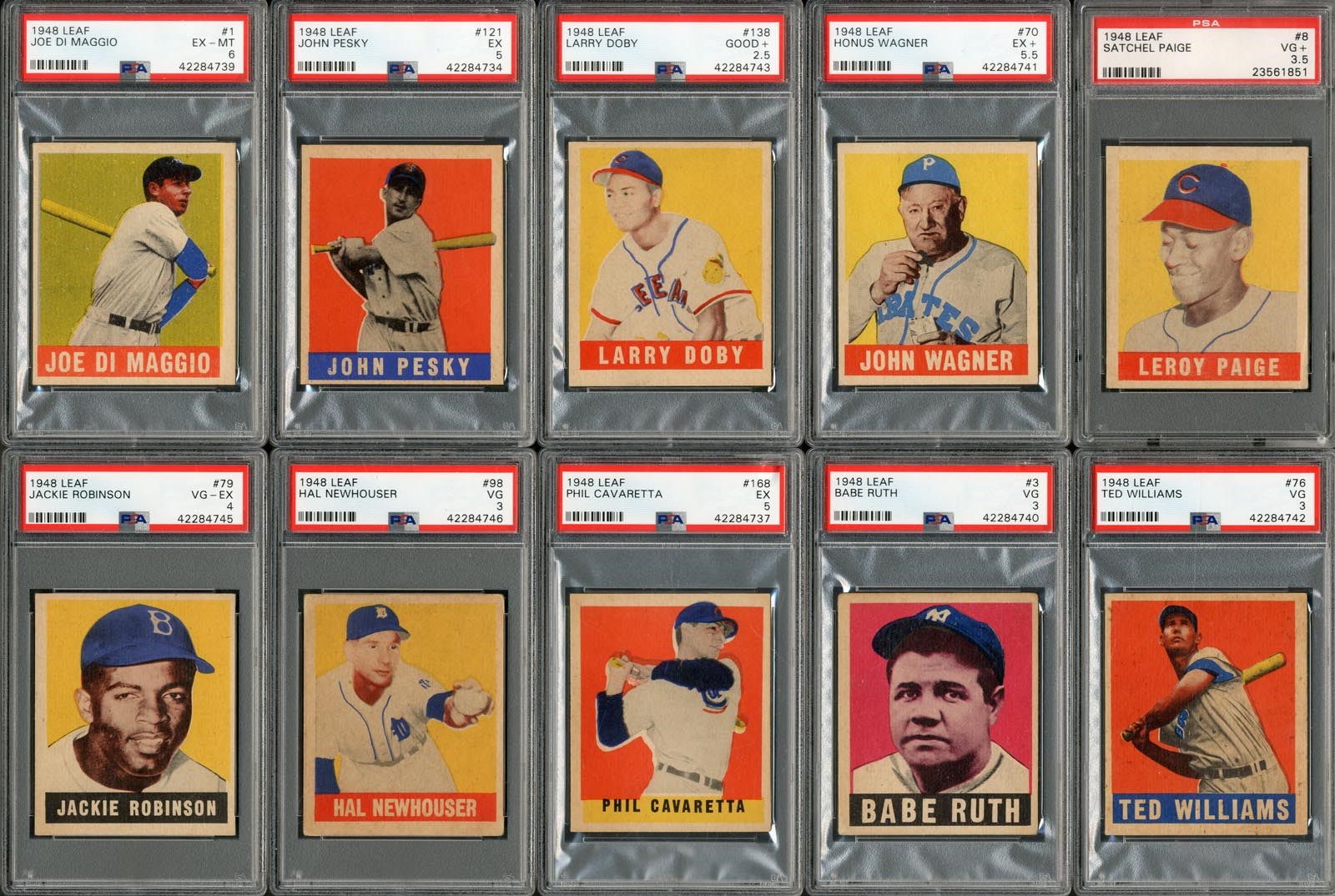 1948 Leaf Baseball Complete Set with All Variations & (25) PSA Graded - Satchel Paige PSA 3.5 Rookie (101)