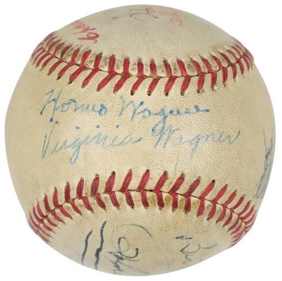 Baseball Autographs - Circa 1949 Pittsburgh Pirates Multi-Signed Baseball with Honus & Virginia Wagner (PSA)