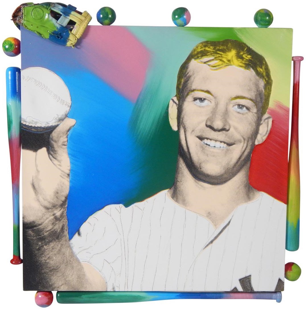 Mickey Mantle Displaying a Baseball Artwork by Stephen Kaufman