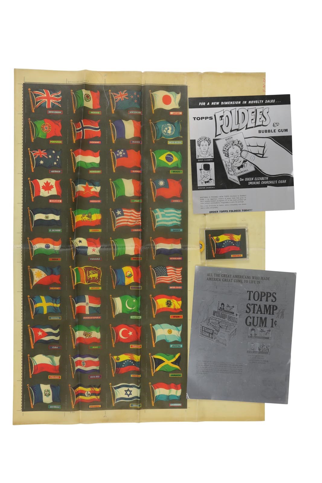 1970 Topps Flags Of The World Uncut Test Sheet & More (3)