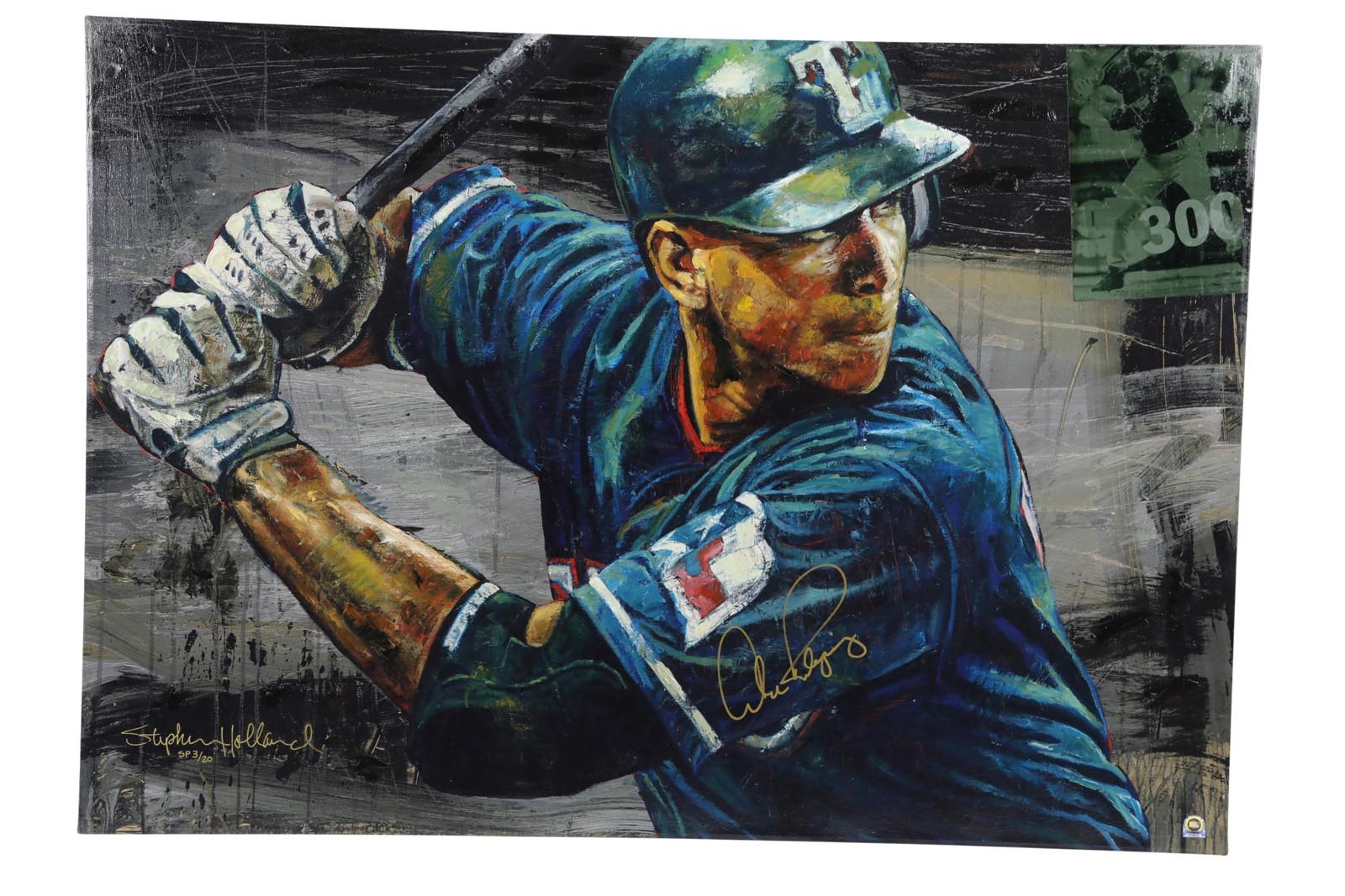 Alex Rodriguez Texas Rangers Signed Limited Edition Giclee Artwork by Stephen Holland