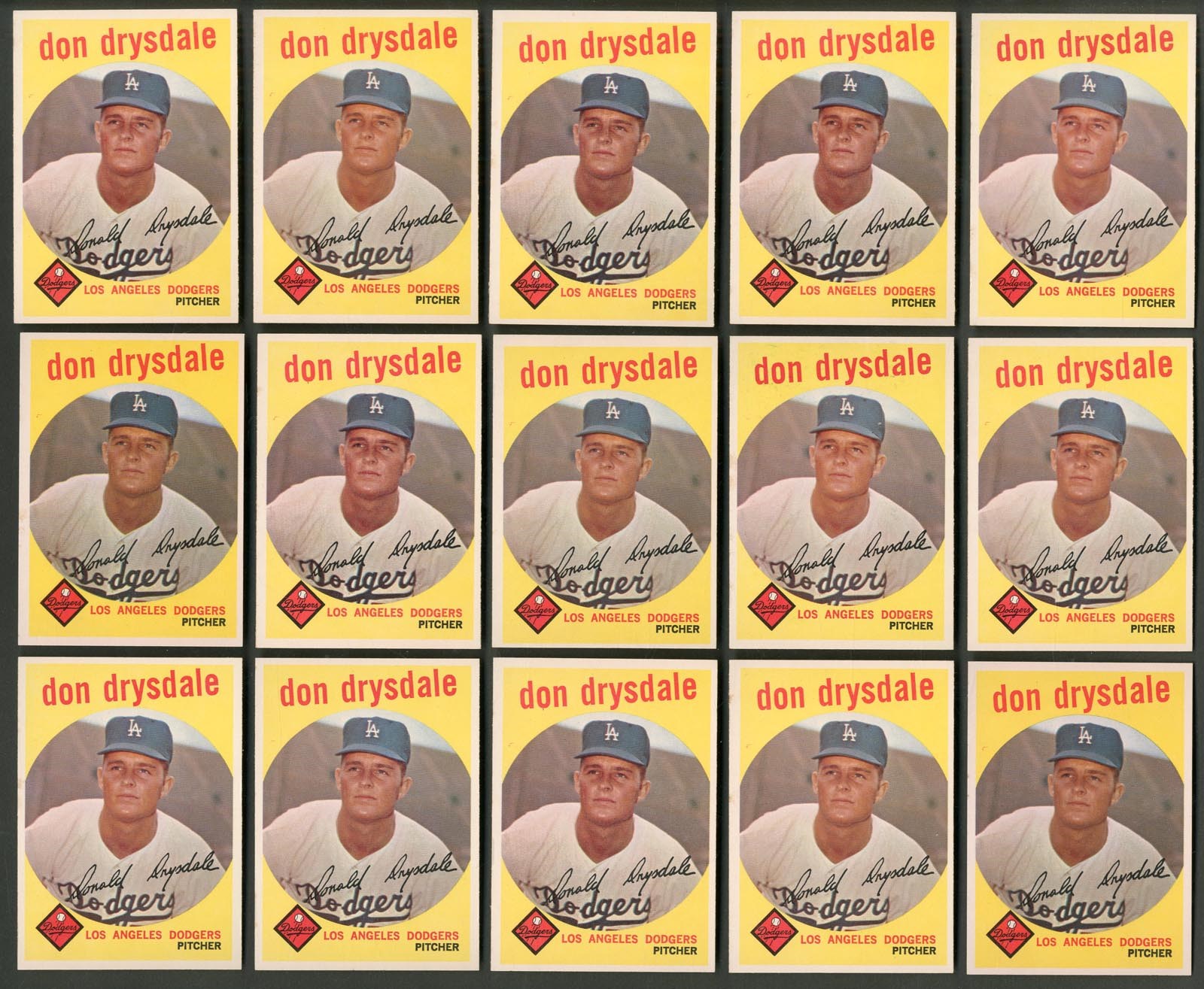 - 1959 Topps Don Drysdale #387 Hoarder Lot of 15