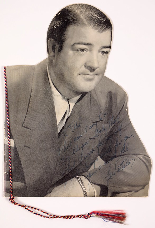 Rock And Pop Culture - 1947 Lou Costello Signed "Diecut" Tribute Program w/Lengthy Cover Inscription