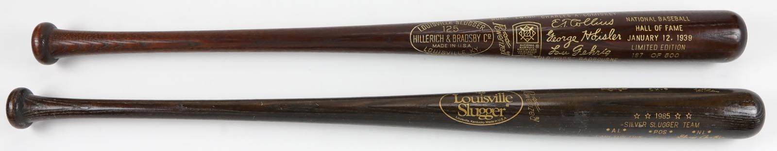 Baseball Memorabilia - 1939 Hall Of Fame & 1985 Silver Slugger Commemorative Bat Lot (2)