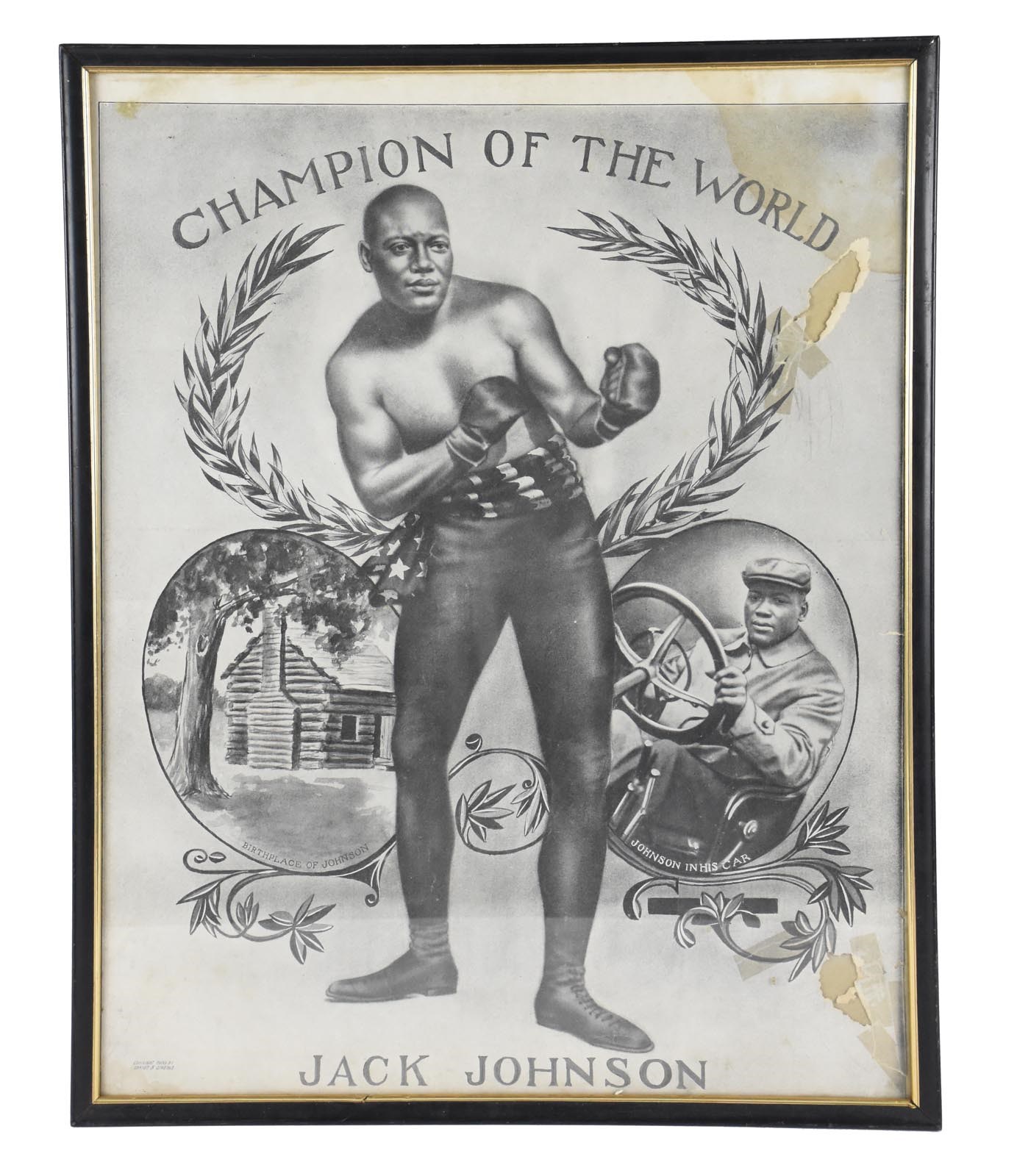 Rare 1909 Jack Johnson Champion of the World Print
