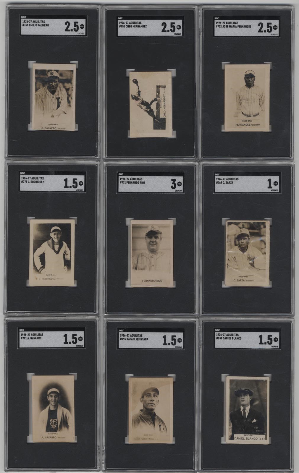 - 1926-27 Aquilitas Cuban Baseball Card Lot (9)