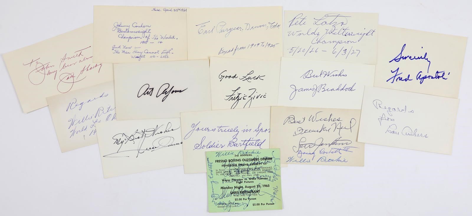 Muhammad Ali & Boxing - Boxing and Jesse Owens Signed 3x5 Cards From Old Time Collector (15+)