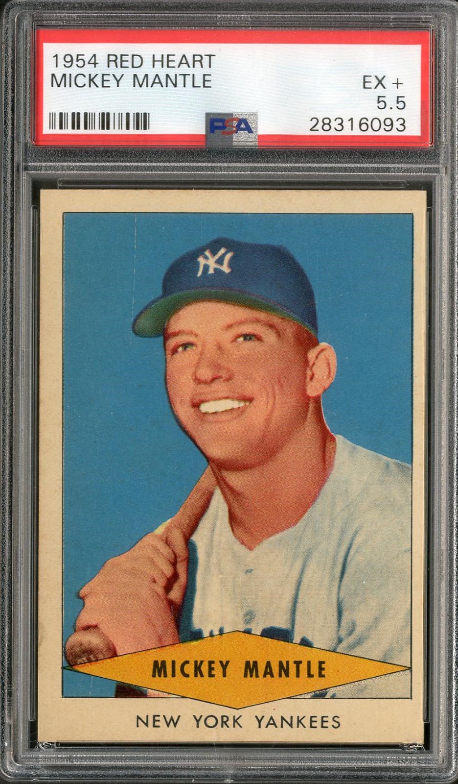 - 1954 Red Heart Mickey Mantle (PSA EX+ 5.5)