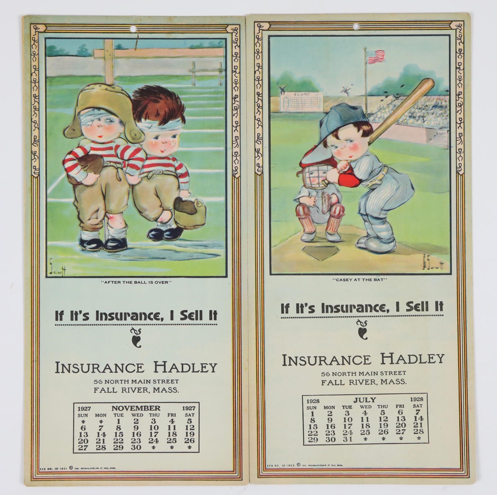 Baseball Memorabilia - 1928 Brown & Bigelow Casey at the Bat Calendar