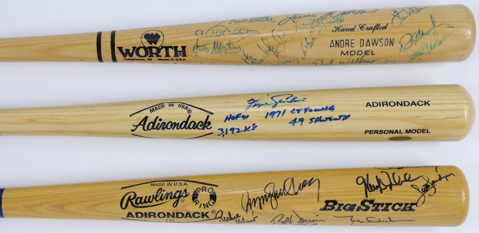 Fergie Jenkins, 1984 Chicago Cubs & Andre Dawson Signed Bats (3)